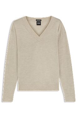 Relaxed-fit V-neck sweater in merino wool