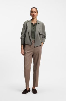 Merino-wool sweater with Henley neckline, Dark Green