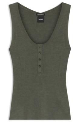 Boss Sleeveless top in rib-knit merino wool toppar dam – bild 4