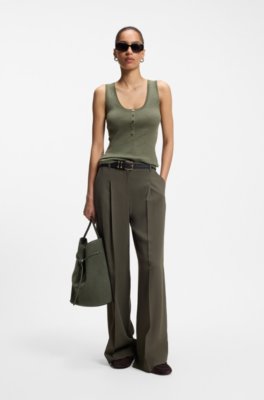 Boss Sleeveless top in rib-knit merino wool toppar dam – bild 2