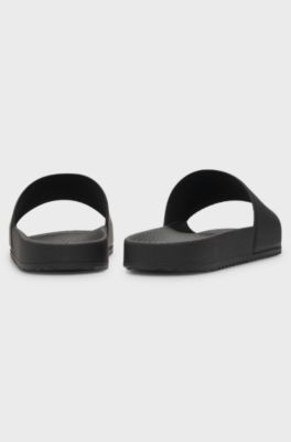 Italian-made slides with tonal logo, Black