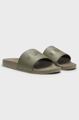 Italian-made slides with tonal logo, Light Green