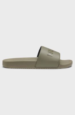 Italian-made slides with tonal logo, Light Green