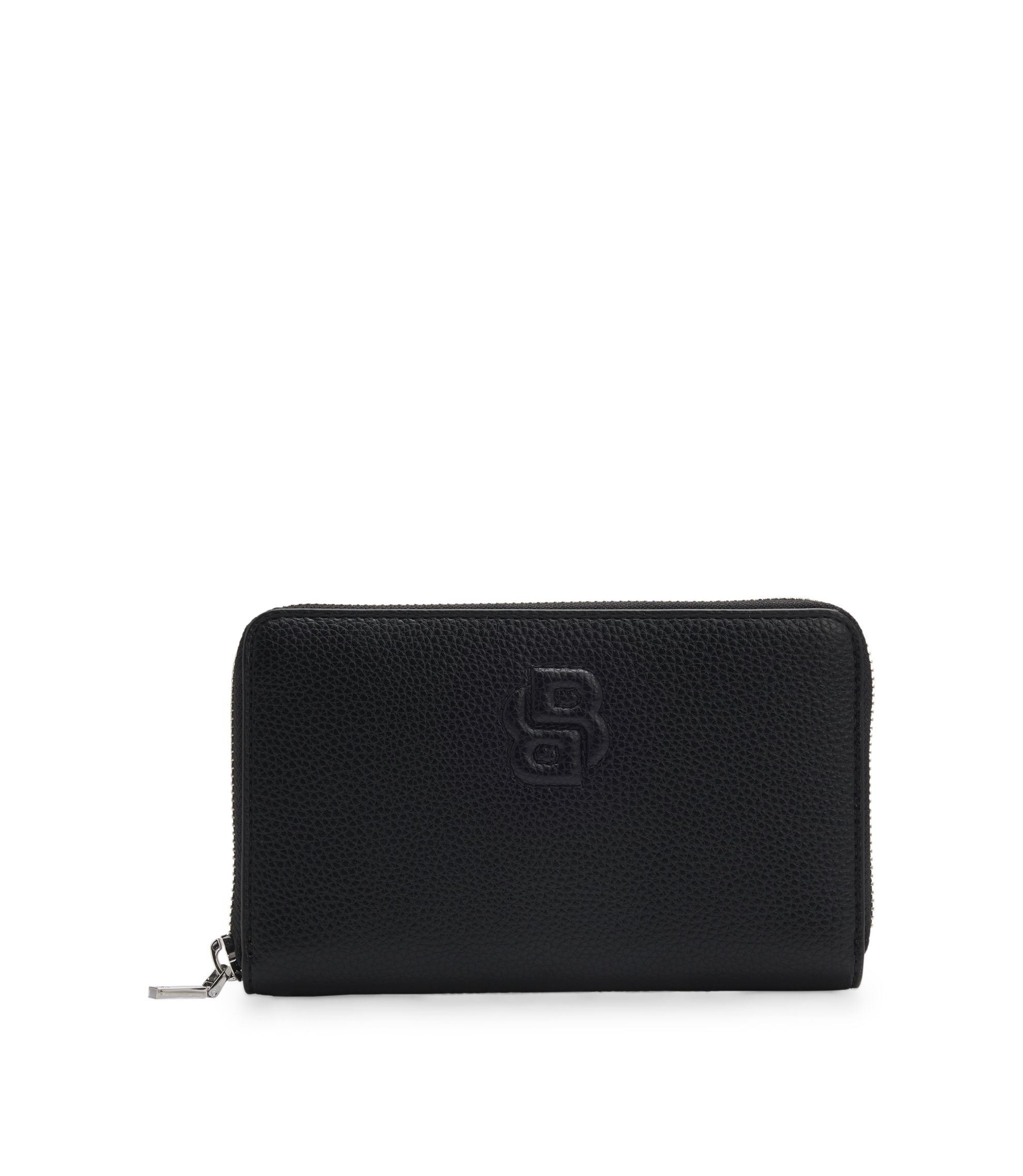 Geldbörse mit genarbter Struktur, umlaufendem Reißverschluss und Double-B-Monogramm