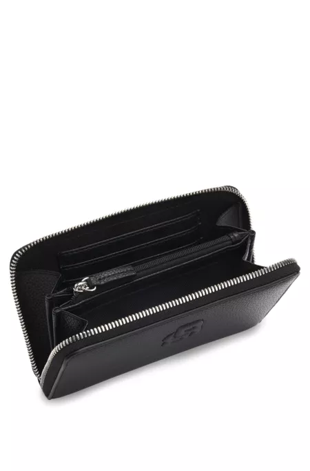 Grained ziparound wallet with Double B monogram