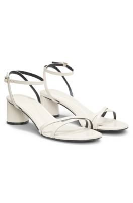 Strappy sandals in leather with block heel 1