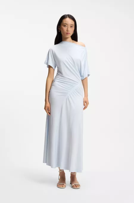 Strappy sandals in leather with block heel