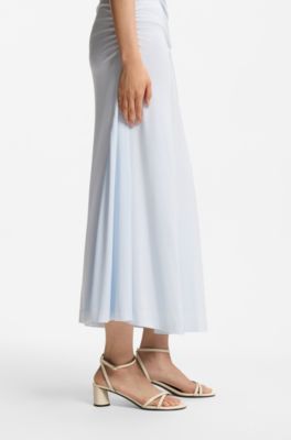 Leren sandalen met bandjes en blokhak, Naturel