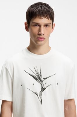 Relaxed-fit T-shirt in cotton with artwork and logo, Natural