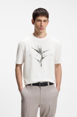 Relaxed-fit T-shirt in cotton with artwork and logo, Natural
