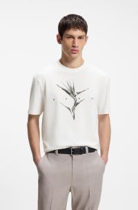 Relaxed-fit T-shirt in cotton with artwork and logo, Natural