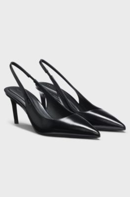 Pumps van lakleer met open hiel, Zwart