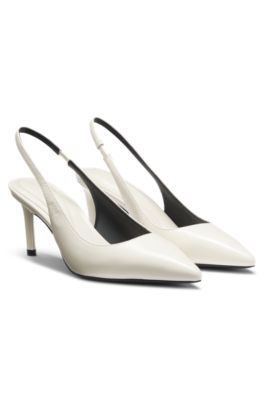 Slingback pumps in patent leather, White