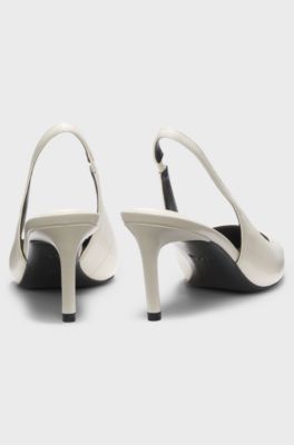 D&eacute;collet&eacute; slingback in pelle verniciata, Bianco
