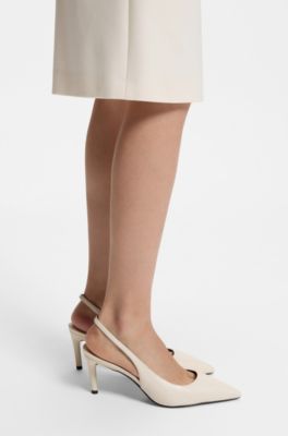 Pumps van lakleer met open hiel, Wit