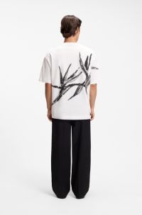 Oversize-fit cotton T-shirt with bold printed logo, White
