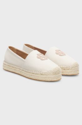Espadrilles en toile &agrave; monogramme Double B, Naturel