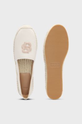 Espadrilles en toile &agrave; monogramme Double B, Naturel