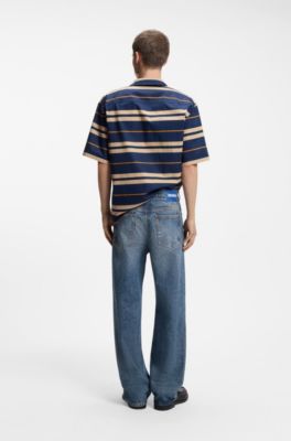 Baggy-fit jeans with worn-in details, Blue