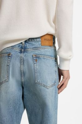 Regular-fit jeans in bright-blue broken-twill fabric, Light Blue