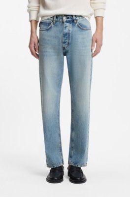 Regular-fit jeans in bright-blue broken-twill fabric