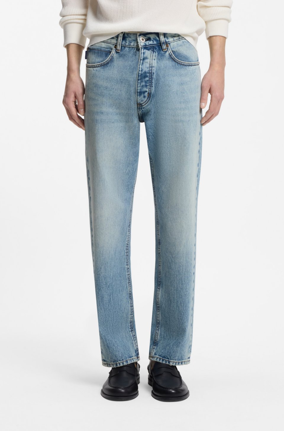 Regular-fit jeans in bright-blue broken-twill fabric