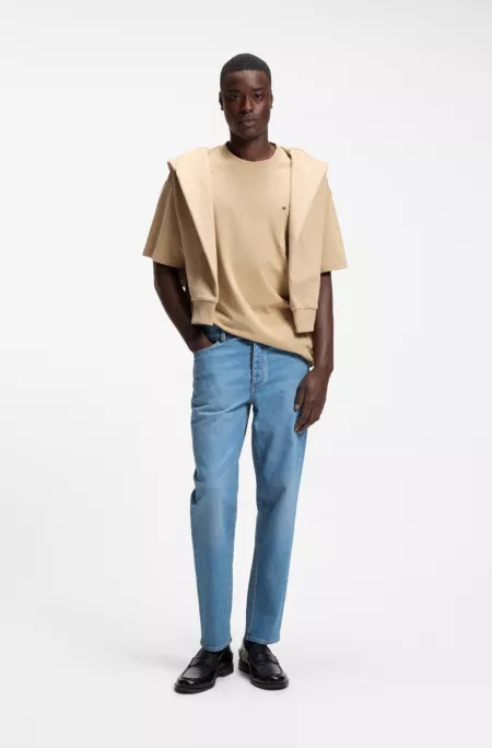 Tapered-fit jeans in bright-blue stretch denim