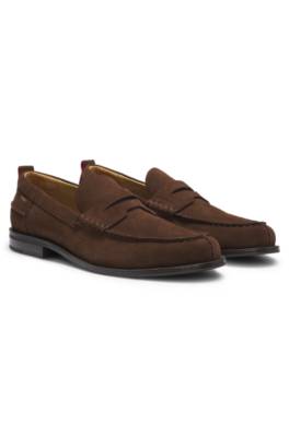 Suede loafers with penny trim 1