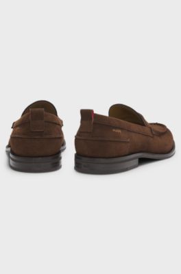 Suede loafers with penny trim, Light Brown