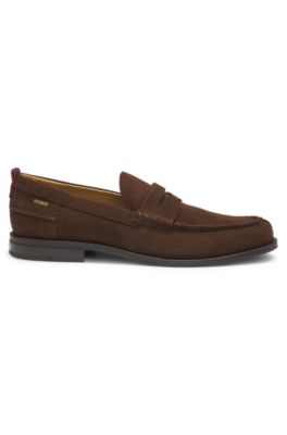 HUGO - Suede loafers with penny trim - Light Brown