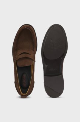 Suede loafers with penny trim, Light Brown