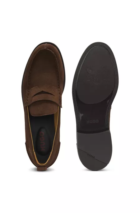 Suede loafers with penny trim