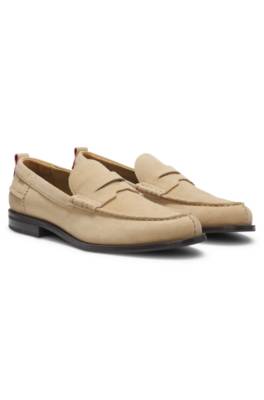 Suede loafers with penny trim 1