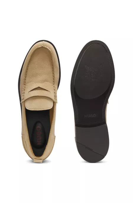 Suede loafers with penny trim