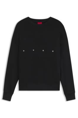 Cotton sweatshirt with logo embroidery and graphic print 1