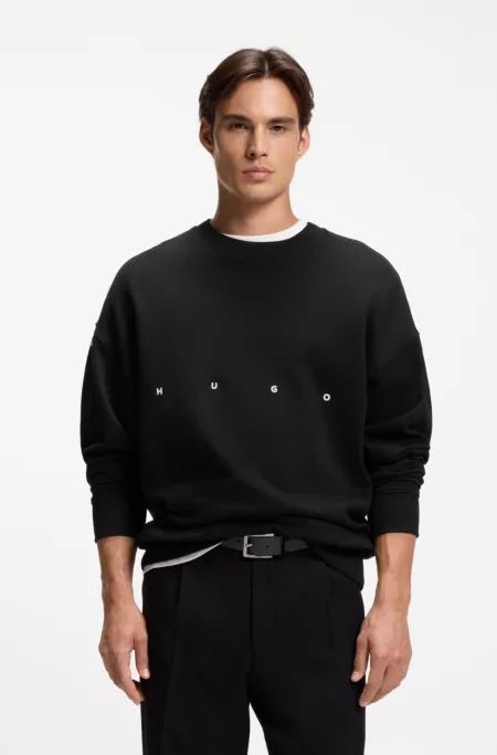 Cotton sweatshirt with logo embroidery and graphic print