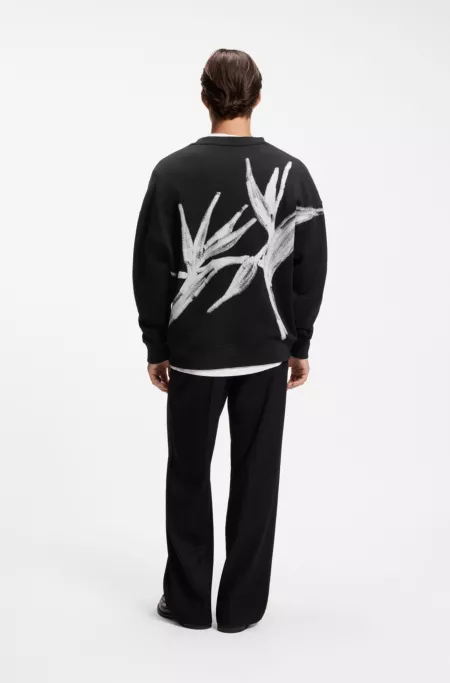 Cotton sweatshirt with logo embroidery and graphic print