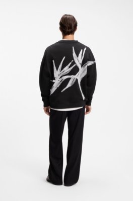 Cotton sweatshirt with logo embroidery and graphic print
