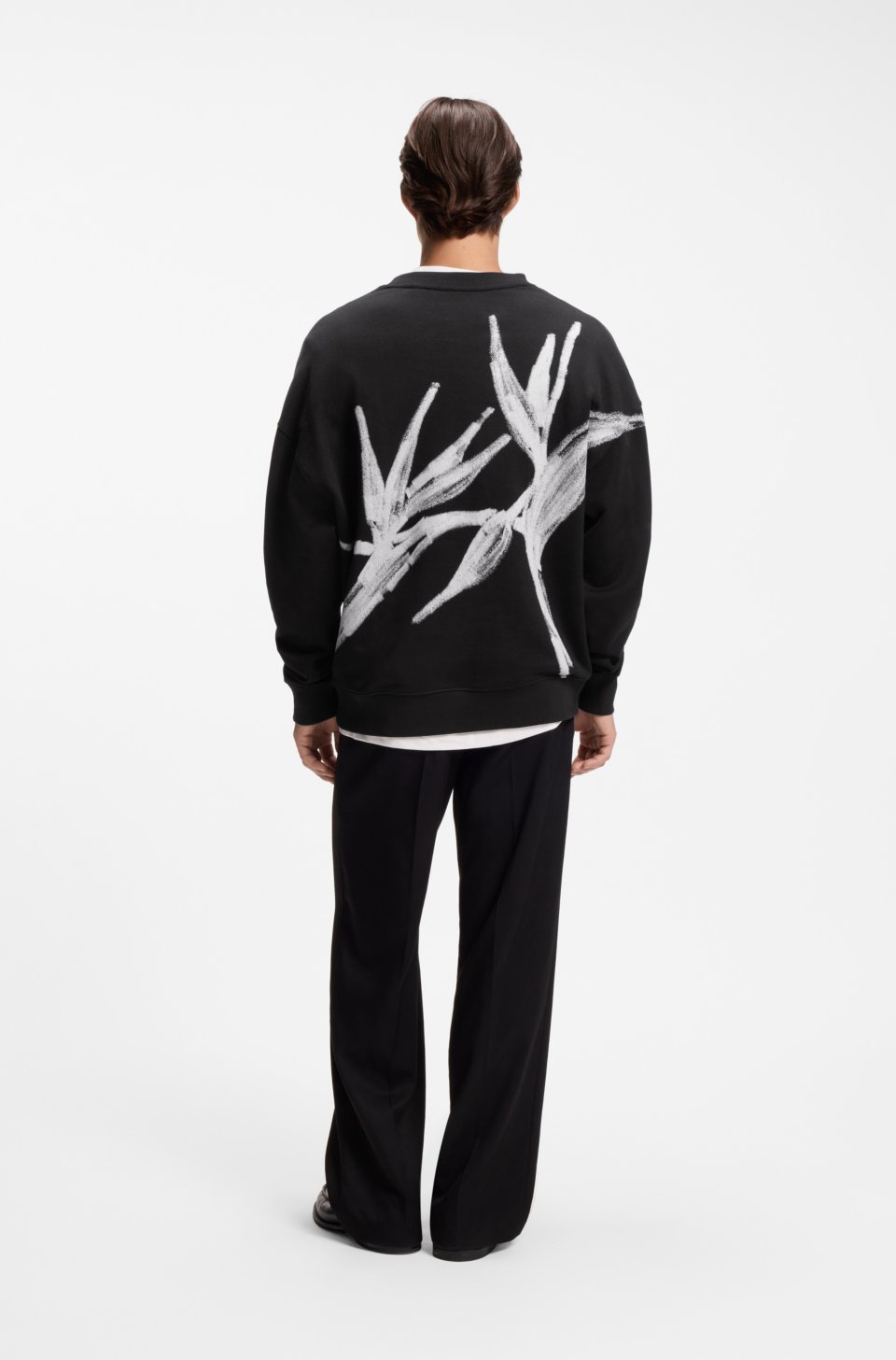 Cotton sweatshirt with logo embroidery and graphic print