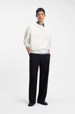 Cotton sweatshirt with logo embroidery and graphic print, White