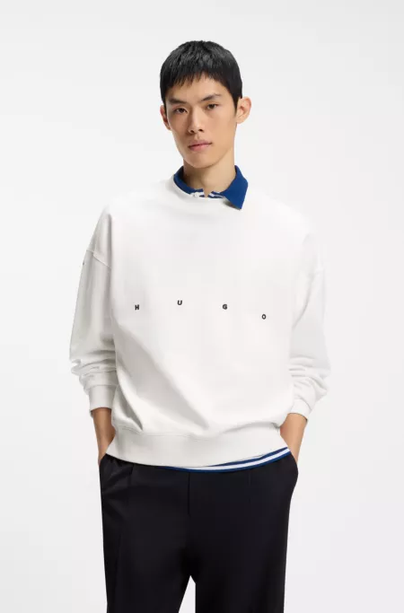 Cotton sweatshirt with logo embroidery and graphic print