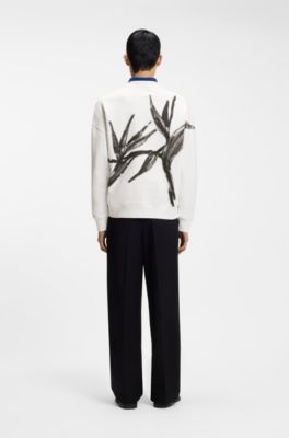 Cotton sweatshirt with logo embroidery and graphic print, White