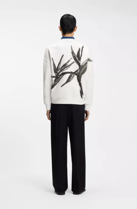 Cotton sweatshirt with logo embroidery and graphic print