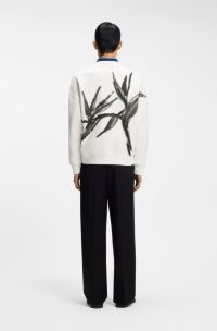 Cotton sweatshirt with logo embroidery and graphic print, White