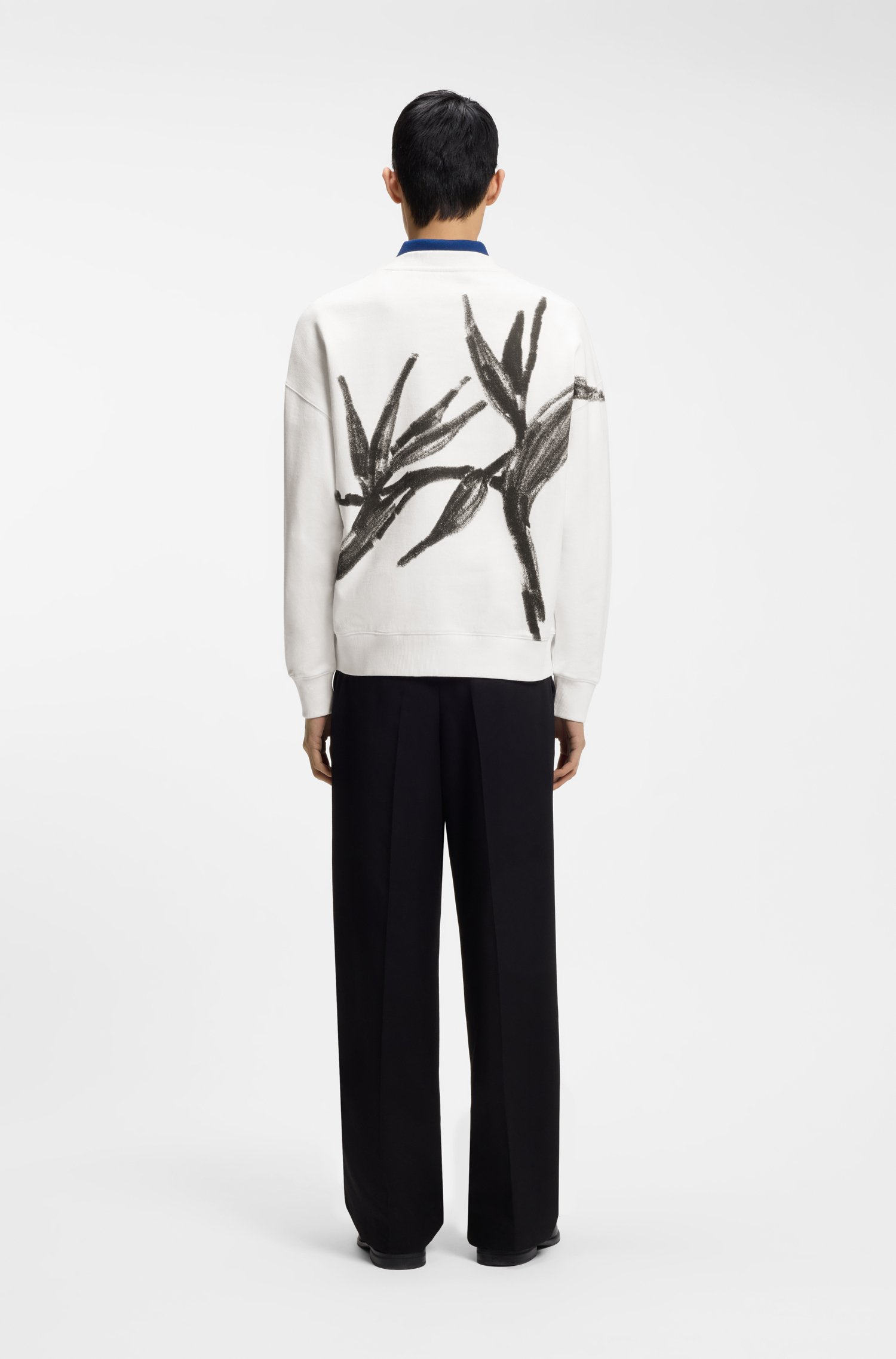 Hugo Cotton sweatshirt with logo embroidery and graphic print herr