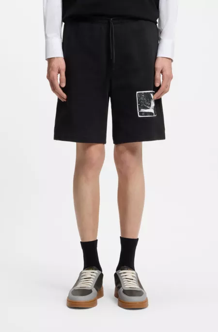 Cotton-terry shorts with artwork patch