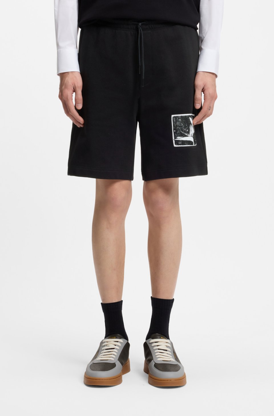 Cotton-terry shorts with artwork patch