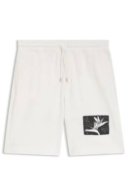 Cotton-terry shorts with artwork patch 1