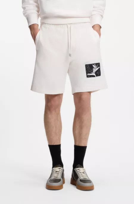 Cotton-terry shorts with artwork patch