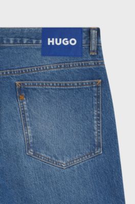 Jeans slim fit in denim elasticizzato blu medio, Blu